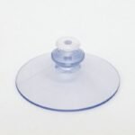 Ventosa Ø 50 mm, trasparente – con bottone Ø 15,5 mm, collo Ø 12 mm, foro Ø 3 mm + perno di fissaggio