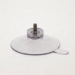 Ventosa Ø 50 mm, trasparente, con bordo rialzato e linguetta di rilascio – Filetto M4 x 7,5 mm in acciaio inox VA2