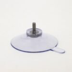 Ventosa Ø 50 mm, trasparente, con linguetta di rilascio - Filettatura M4 x 10 mm di lunghezza / Acciaio inox VA2