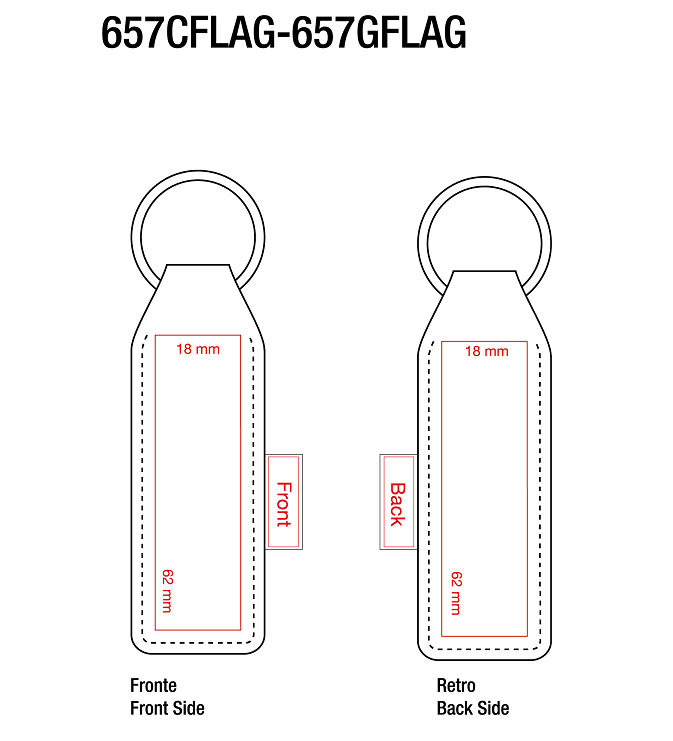 Portachiavi in cuoio con bandierina in raso personalizzabile - immagine 3