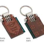 Portachiavi in cuoio con nastrino in jacquard