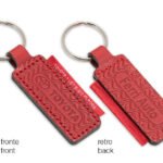 Portachiavi in cuoio con nastrino in jacquard