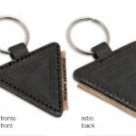 Portachiavi in cuoio con nastrino in jacquard