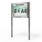 Bacheca PLENUM 100 | 8 × A4 | Acciaio inossisabile con gambe