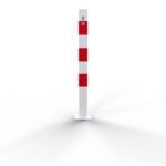 Posto barriera con catena Tubo in acciaio 70 x 70 mm Meccanismo di blocco, con serratura a cilindro profilo europeo