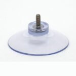 Ventosa Ø 50 mm, trasparente, con attacco rialzato – Filettatura M4 x 10 mm di lunghezza / Acciaio inox VA2