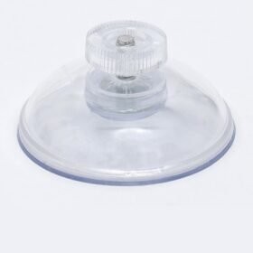 Ventosa Ø 40 mm trasparente, con cappuccio di copertura e dado zigrinato M4 – trasparente