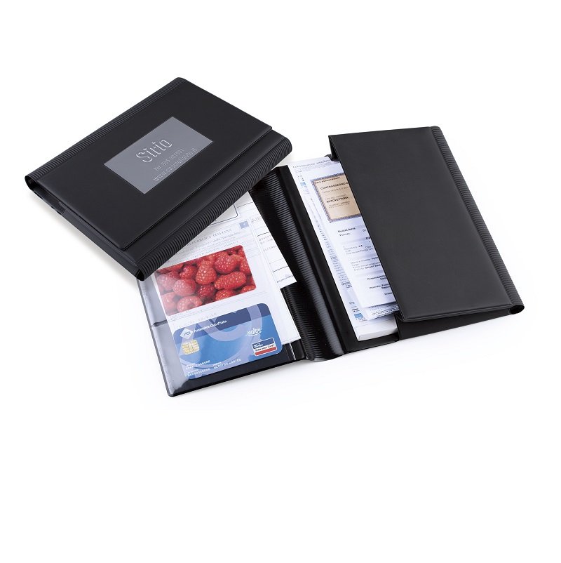 Porta documenti maxi 2 ante cartonato Tam con tasca soffietto e porta card**